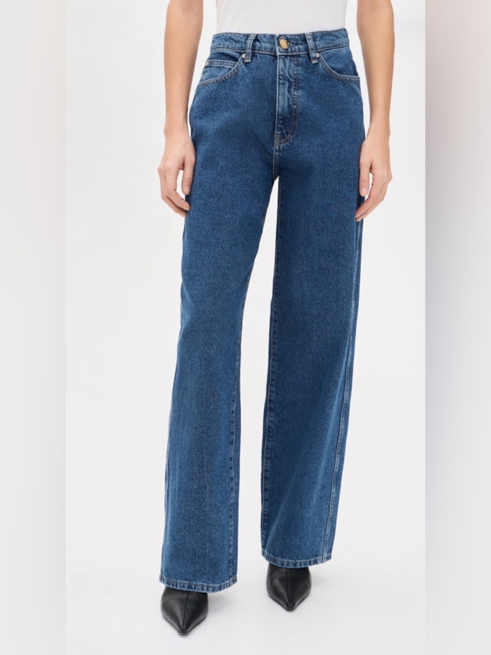 DL1961 Light Blue High-Rise Jeans with Gold Button